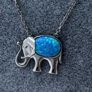 925 Sterling Silver Elephant Necklace Turquase Stone